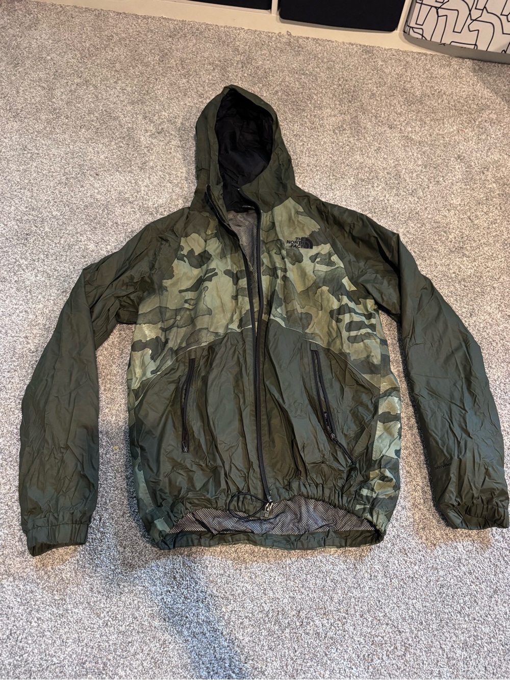 The North Face Olive Green Camo Hooded Windbreaker